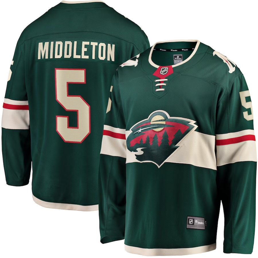 Men's Minnesota Wild Jake Middleton #5 Green Home Breakaway Jersey